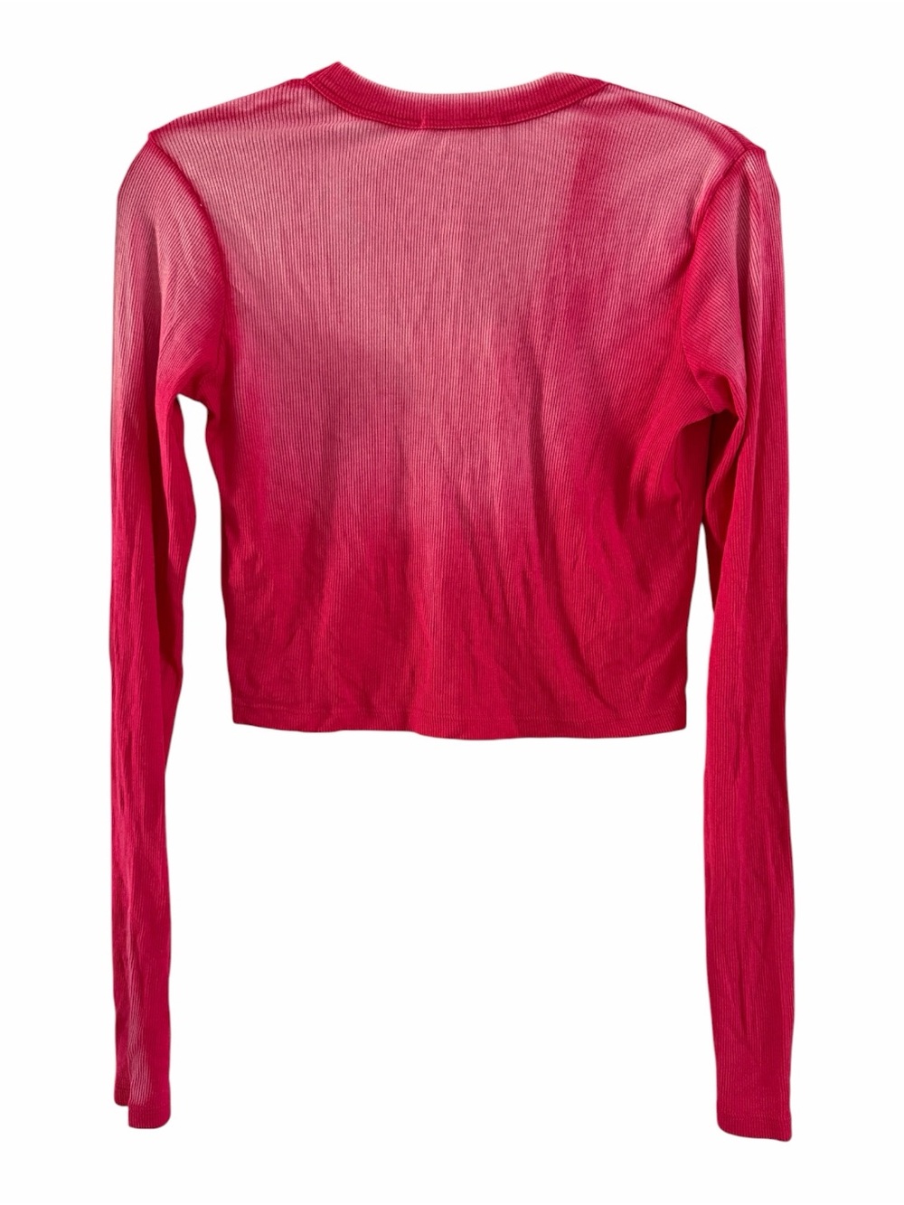Cotton Citizen Pink V-Neck Long Sleeve Crop Top - Picture 3 of 7